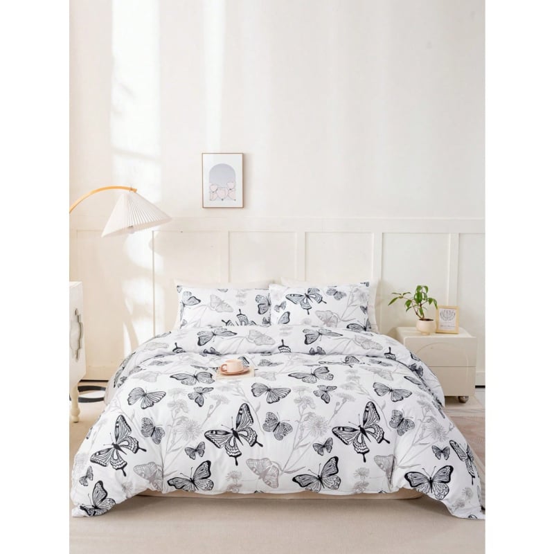 Triju daļu gultasveļas komplekts, ķīmiskas šķiedras, digitālā apdruka, mūsdienīgs minimālists stils, svars 90