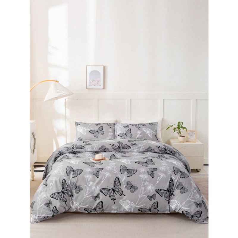 Triju daļu gultasveļas komplekts, ķīmiskas šķiedras, digitālā apdruka, mūsdienīgs minimālists stils, svars 90