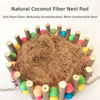 Ξύλινο παιχνίδι για παπαγάλο με κλάδο, χάντρες, αναρρίχηση και αιωρούμενο φωλιά-καταφύγιο (Υλικό: Ξύλο; Εισαγωγή: Όχι; Αδειοδοτημένες ιδιωτικές μάρκες: Ναι)