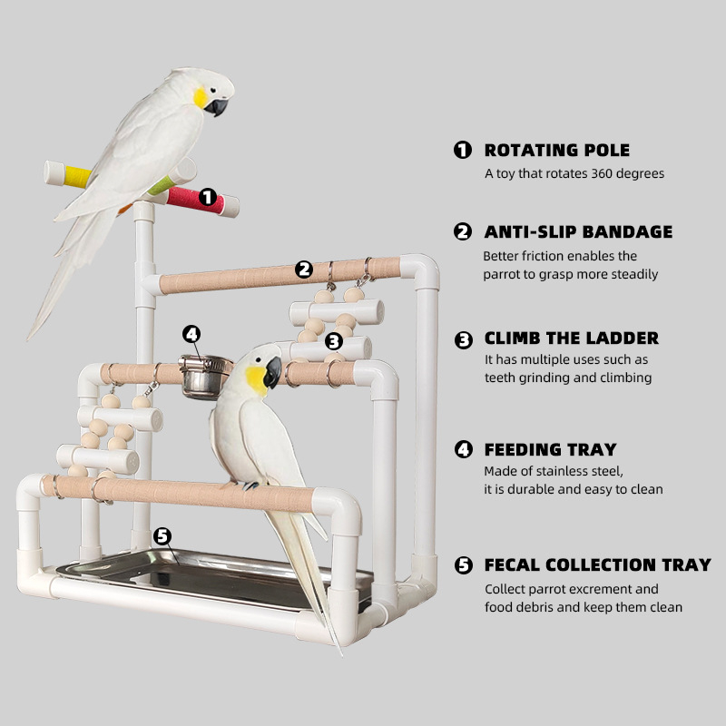 Στήριγμα για πτηνά με διασκεδαστική ανάπαυση, τροφοδοσία και περιστρεφόμενη ράβδος – N2510102 (Ηλικία: Ενήλικας; Κατάλληλο για: Τύπος πτηνών)