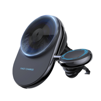 Автомобилен магнитен безжичен заряден държач за iPhone и Apple Watch, 15W, монтаж върху въздушен вентил, 2-в-1 държач