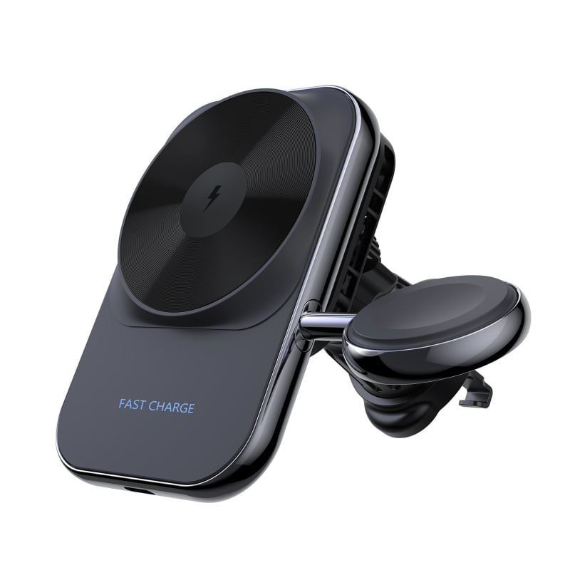Автомобилен магнитен безжичен заряден държач за iPhone и Apple Watch, 15W, монтаж върху въздушен вентил, 2-в-1 държач