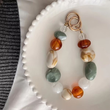 Akrilna geometrijska narukvica-ključanac, kružni uzorak, ženski svakodnevni stil