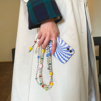 Λουράκι κινητού με χάντρες, Weekend Series, crossbody εξωτερικού χώρου, μενταγιόν από 18K χρυσό, υλικό πλαστικό, Άνοιξη 2025, στυλ Φρέσκια και Γλυκιά