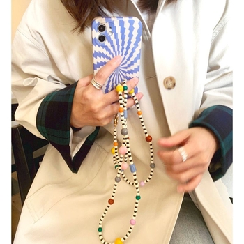 Λουράκι κινητού με χάντρες, Weekend Series, crossbody εξωτερικού χώρου, μενταγιόν από 18K χρυσό, υλικό πλαστικό, Άνοιξη 2025, στυλ Φρέσκια και Γλυκιά