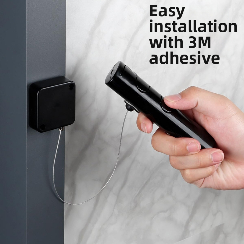 Ретрактивна кутия за кабел с дистанционно управление — антикрадба и антизагуба, ABS, стоманено въже, марка PULLBOX, макс. натоварване 0.00016, обхват: антикрадба/антизагуба