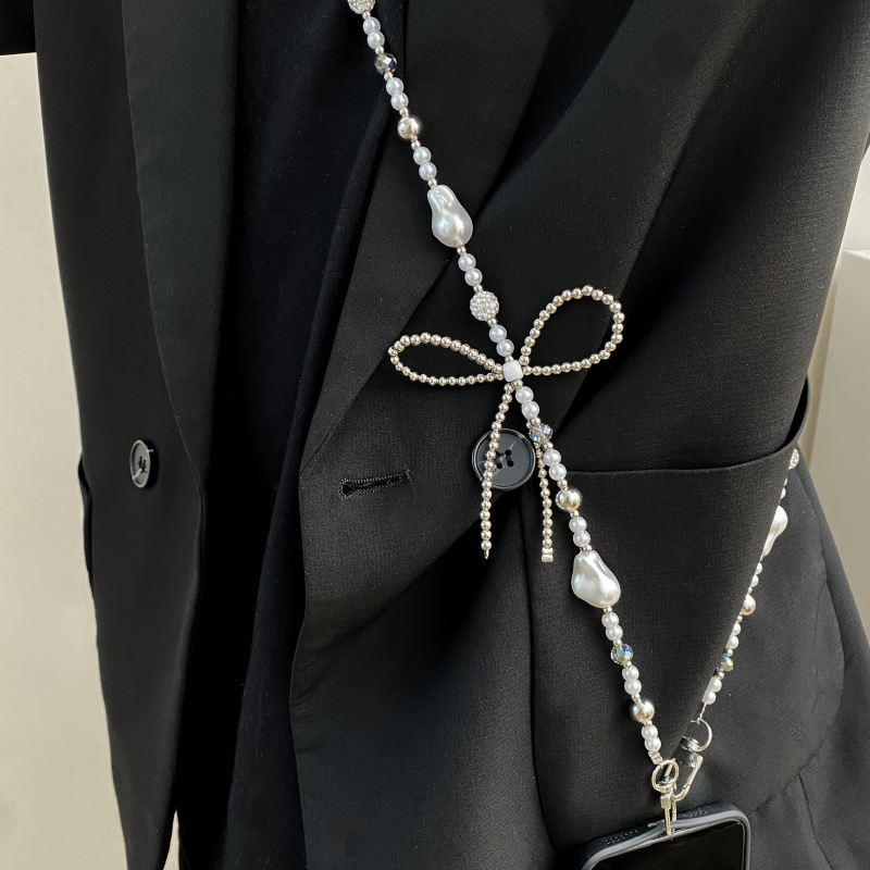 Κορδόνι τηλεφώνου Crossbody με μαργαριταρένια χάντρα – κομψό, 1 τεμάχιο, γυάλινη επένδυση, μοντέλο jd601100179686968, κυκλοφορεί χειμώνας 2025