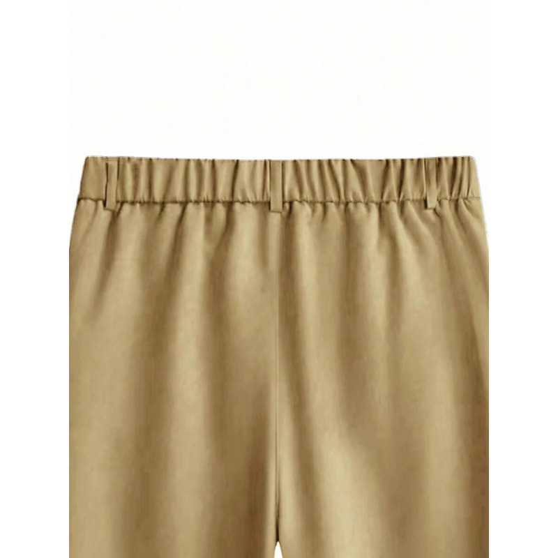Pantaloni casual pentru bărbați, uni, cu buzunare; croială dreaptă; închidere cu trei rânduri de nasturi; țesătură din amestec de fibre chimice cu fibre de acetat; croi mulat; lansare vară 2023