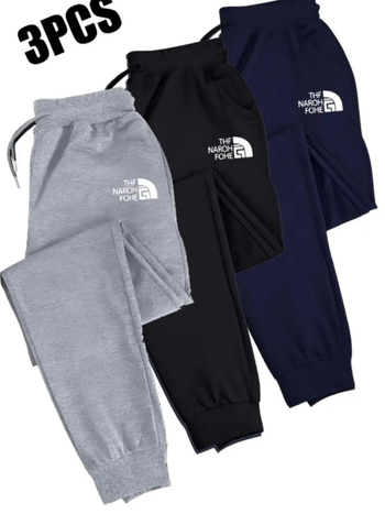 Ανδρικό σετ 3 τεμαχίων φλίς: μακριά παντελόνια με κορδόνι, μεσαία μέση, εφαρμοστό σχήμα, εκτύπωση με γράμματα