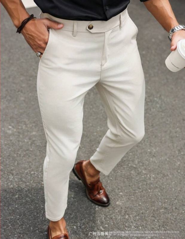 Ελαφρά επιχειρηματικά παντελόνια με ευθεία γραμμή, μικροελαστικότητα πολυεστέρα 90%, μείγμα χημικών ινών, μεταλλική διακόσμηση, για όλες τις εποχές