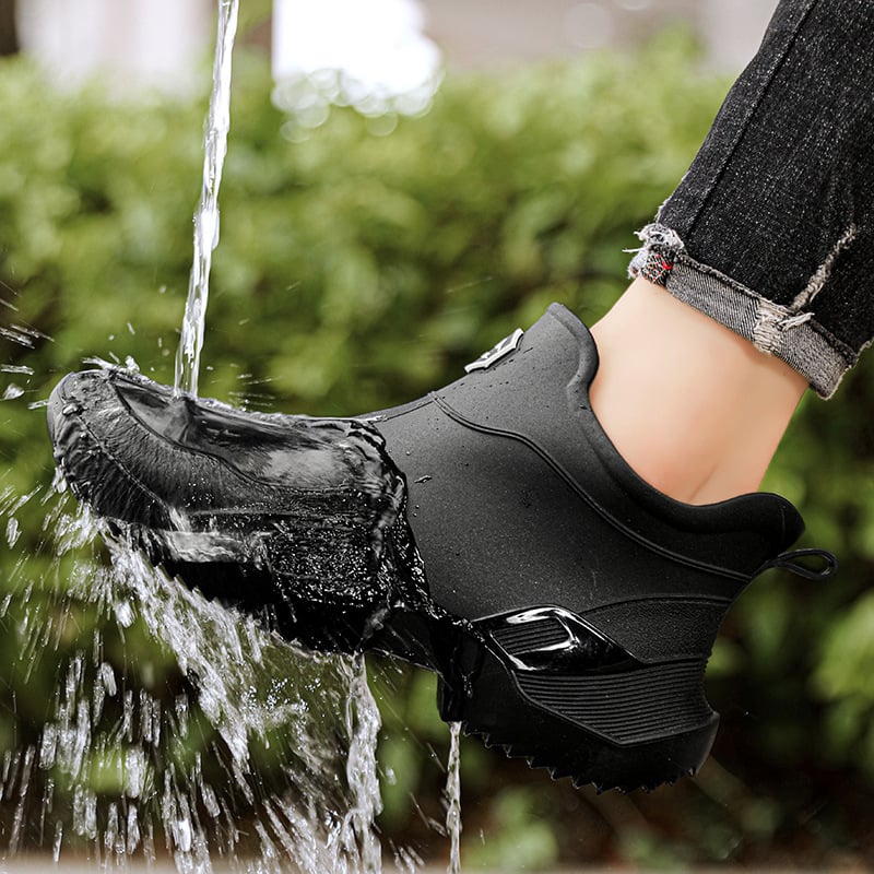 Slip-On παπούτσια εξωτερικού χώρου για όλες τις εποχές – Unisex, Ultra-Fiber άνω μέρος, στρογγυλή μύτη, δερμάτινη επένδυση, καουτσούκ σόλα