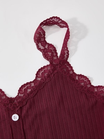 Σετ πιτζάμας γυναικών με δαντελωτή επένδυση και V-λαιμό, γερμανικό φλίς, άνοιξη, κομψό