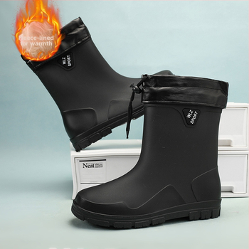 Vyriniai lietaus batai iki blauzdos, atsparūs vandeniui, su fleece įdėklu, gumine danga, priešslydis, lauko darbams
