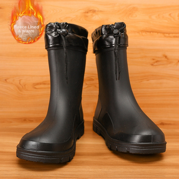 Vyriniai lietaus batai iki blauzdos, atsparūs vandeniui, su fleece įdėklu, gumine danga, priešslydis, lauko darbams