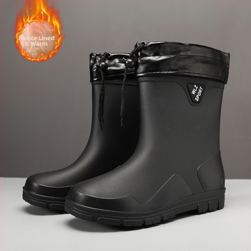 Vyriniai lietaus batai iki blauzdos, atsparūs vandeniui, su fleece įdėklu, gumine danga, priešslydis, lauko darbams