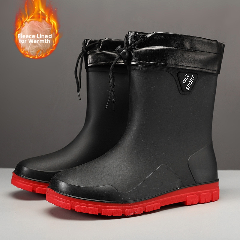 Vyriniai lietaus batai iki blauzdos, atsparūs vandeniui, su fleece įdėklu, gumine danga, priešslydis, lauko darbams