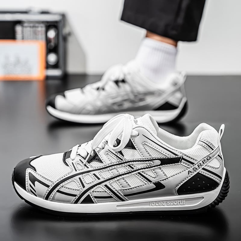 Ανδρικά καθημερινά αθλητικά παπούτσια με αναπνεύσιμη άνω με διχτυωτή επιφάνεια, σόλα PVC, κορδόνια