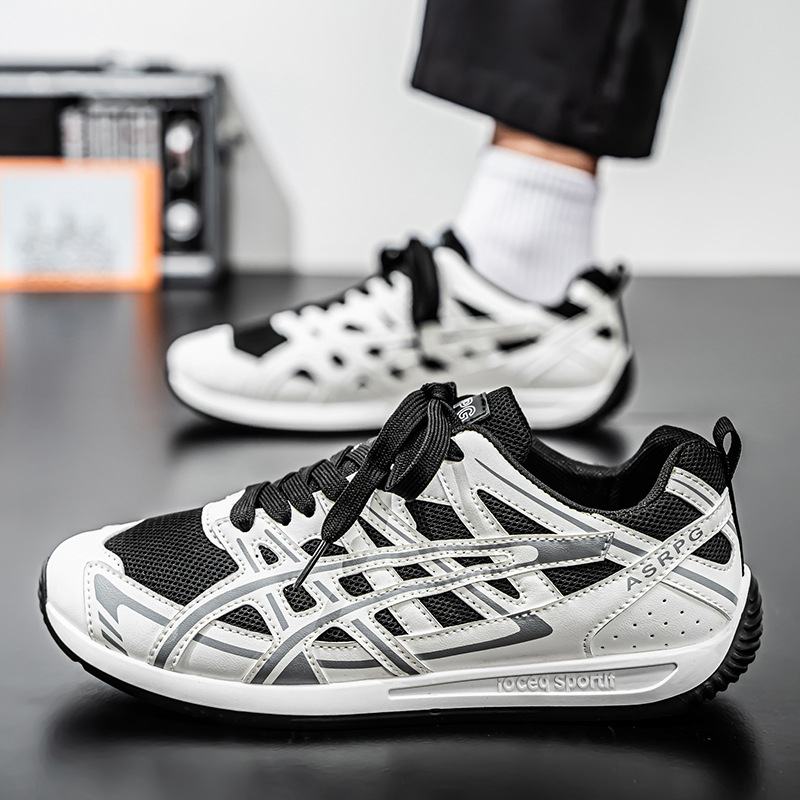 Ανδρικά καθημερινά αθλητικά παπούτσια με αναπνεύσιμη άνω με διχτυωτή επιφάνεια, σόλα PVC, κορδόνια