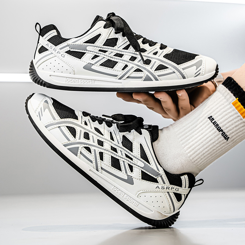 Ανδρικά καθημερινά αθλητικά παπούτσια με αναπνεύσιμη άνω με διχτυωτή επιφάνεια, σόλα PVC, κορδόνια