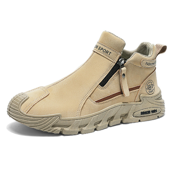 Ανδρικά μποτάκια εργασίας με υψηλό άνω μέρος, διαπνοή και αδιάβροχα, επάνω μέρος από δέρμα και ύφασμα, πάτος EVA, σόλα χύτευσης