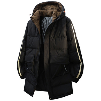 Ανδρικό βαμβακερό μπουφάν/παλτό, χαλαρή εφαρμογή, με κουκούλα, παχυσμένο, γέμισμα: συνθετικό μετάξι-βαμβάκι, ύφασμα: μαλλί