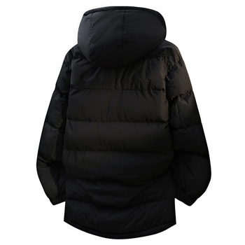 Ανδρικό βαμβακερό μπουφάν/παλτό, χαλαρή εφαρμογή, με κουκούλα, παχυσμένο, γέμισμα: συνθετικό μετάξι-βαμβάκι, ύφασμα: μαλλί