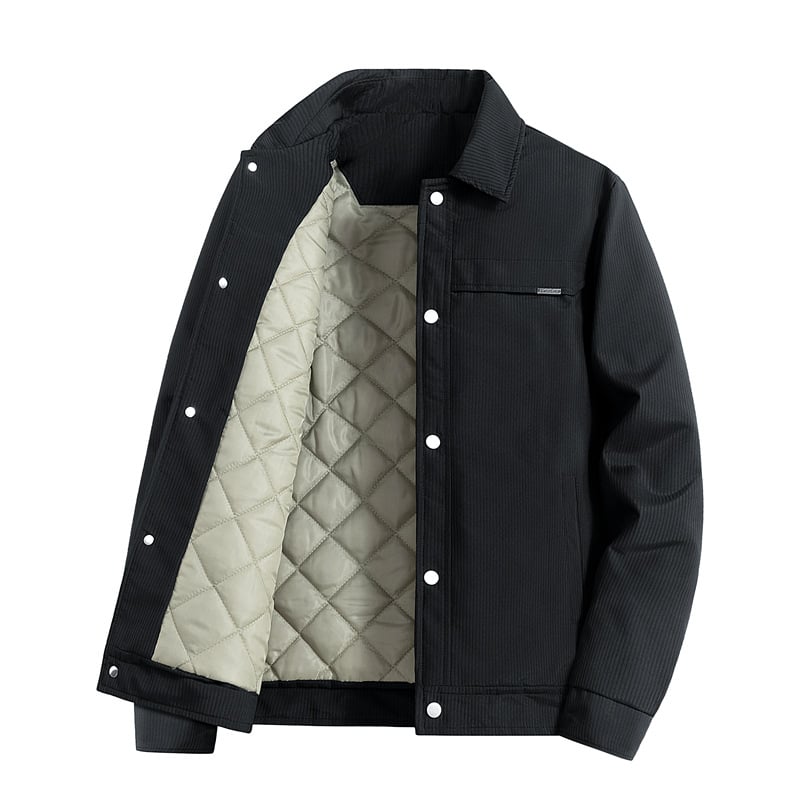 L03 Corduroy jakna s kapuljom - Korejski stil, slobodan kroj, poliester podstava, dugi rukavi