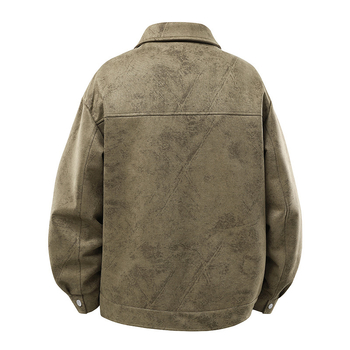 PU Δερμάτινο μπουφάν μπομπερ με γιακά τύπου lapel, φερμουάρ εμπρός, τριμμένες άκρες, πολλά τσέπες, σφιχτός σιλουέτας, χειμερινή καθημερινή εξωτερική ένδυση, επένδυση πολυεστέρα