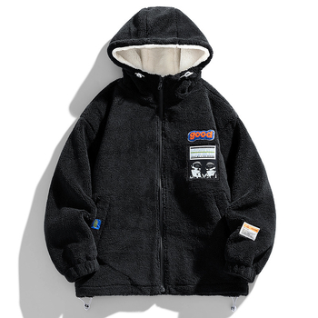 Ανδρικό παλτό με φερμουάρ, χαλαρή γραμμή, γέμισμα πολυεστέρα, πλαϊνά τσέπες