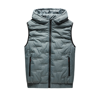 Мъжко полиестерово подплатено яке с качулка, тясна кройка, джобове с цип