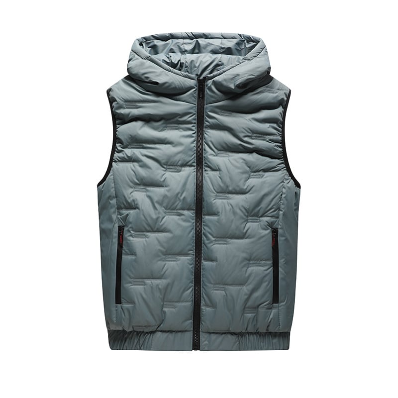 Мъжко полиестерово подплатено яке с качулка, тясна кройка, джобове с цип