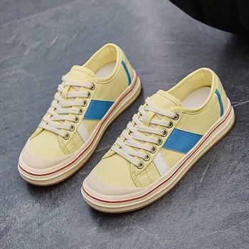 Sieviešu platnie kurpes Korejas stilā ar priekšējo šņorēšanu, elpojošs augšējais materiāls, gumijas zole, vasara 2025