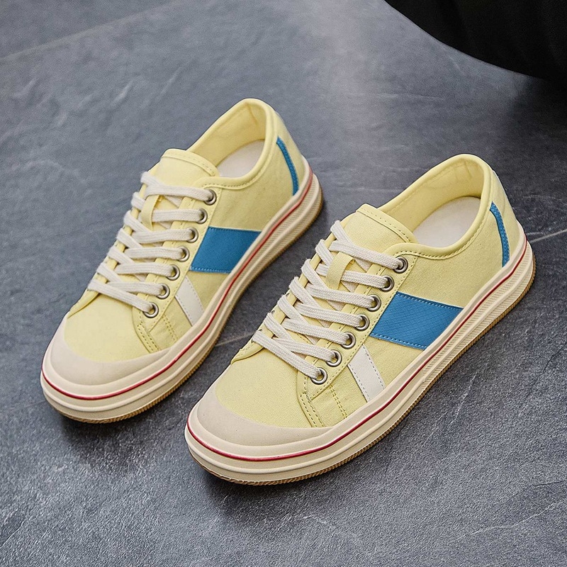 Sieviešu platnie kurpes Korejas stilā ar priekšējo šņorēšanu, elpojošs augšējais materiāls, gumijas zole, vasara 2025