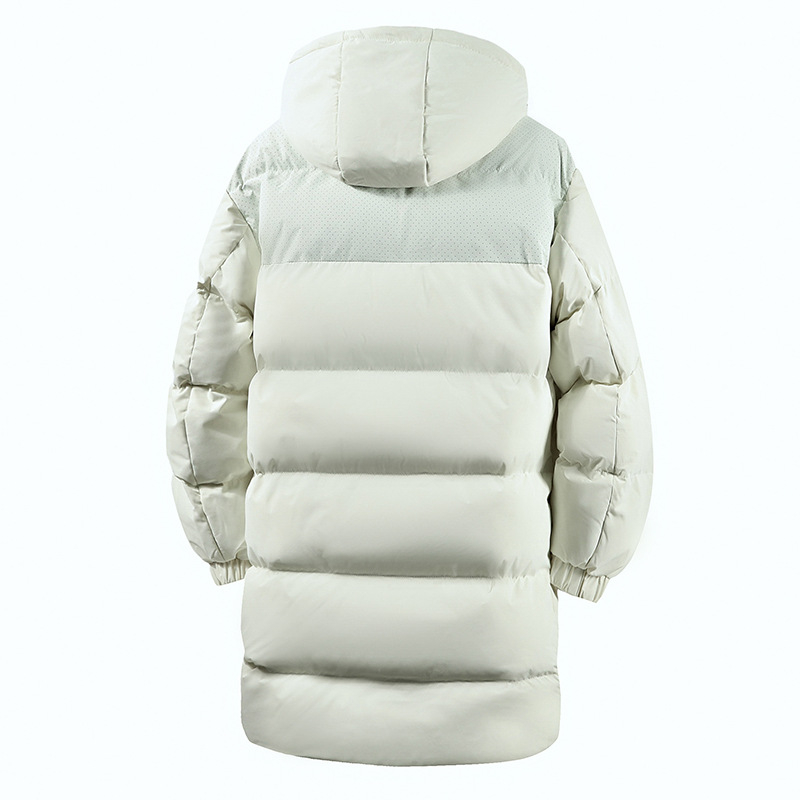 Παλτό από βαμβάκι μεσαίου μήκους, χαλαρή γραμμή, φερμουάρ, στάσιμο κολάρο, χοντρή πολυεστερική γέμιση