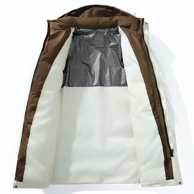 Παλτό από βαμβάκι μεσαίου μήκους, χαλαρή γραμμή, φερμουάρ, στάσιμο κολάρο, χοντρή πολυεστερική γέμιση