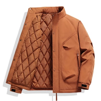 Μπουφάν με σταθερό γιακά, φερμουάρ, παχύτερη μόνωση, 3D τσέπες‑patch, εφαρμοστό στυλ