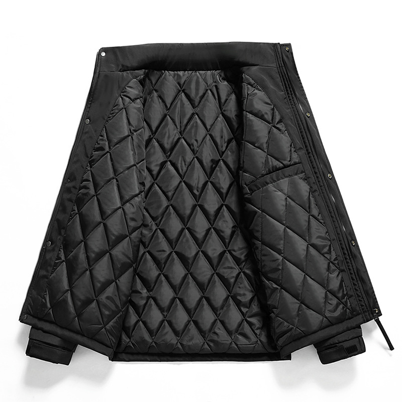 Μπουφάν με σταθερό γιακά, φερμουάρ, παχύτερη μόνωση, 3D τσέπες‑patch, εφαρμοστό στυλ