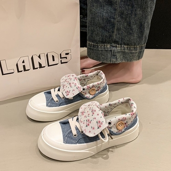 Sieviešu kanvas kurpes vasarai 2025 ar bieza zole, elpojošas, korejiešu stils