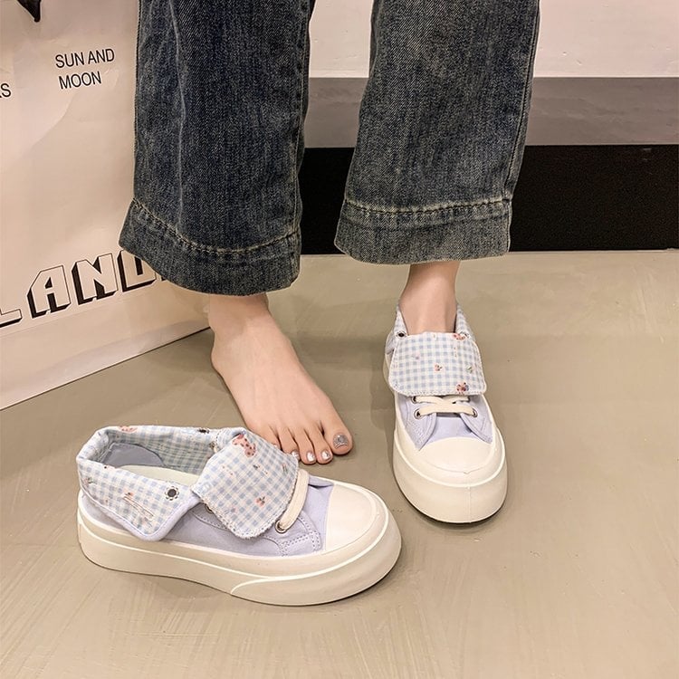 Sieviešu kanvas kurpes vasarai 2025 ar bieza zole, elpojošas, korejiešu stils