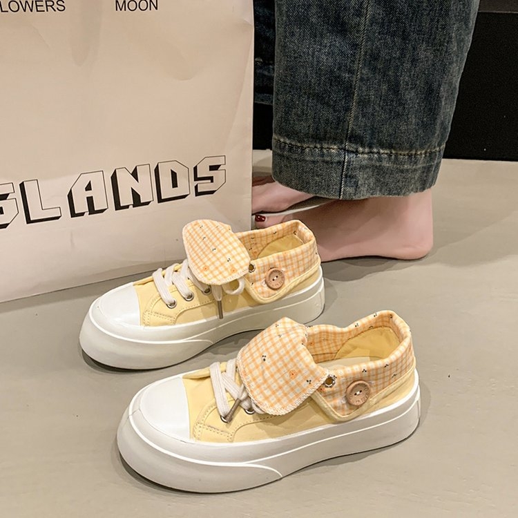 Sieviešu kanvas kurpes vasarai 2025 ar bieza zole, elpojošas, korejiešu stils