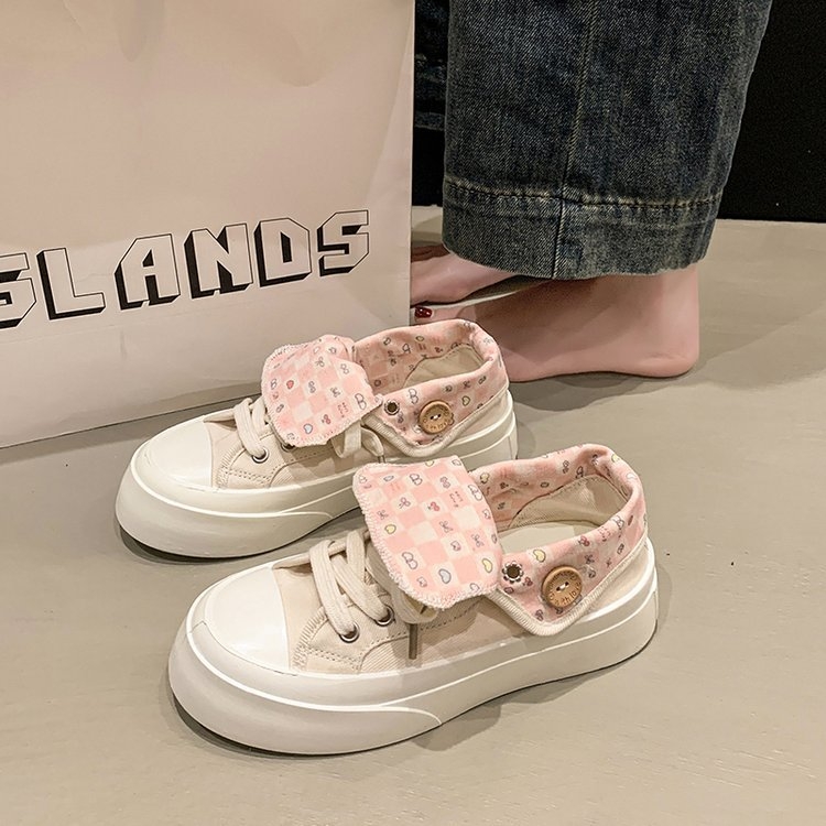 Sieviešu kanvas kurpes vasarai 2025 ar bieza zole, elpojošas, korejiešu stils