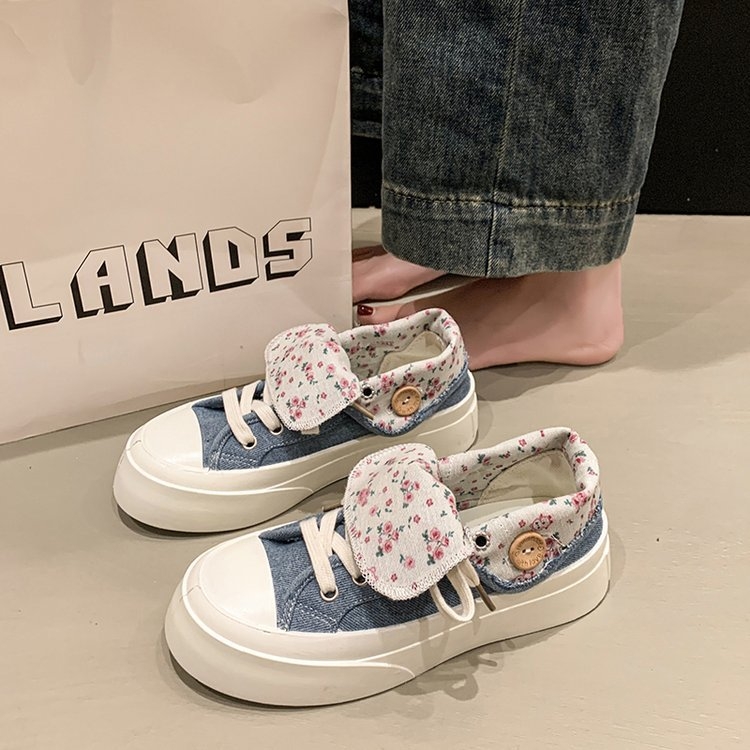 Sieviešu kanvas kurpes vasarai 2025 ar bieza zole, elpojošas, korejiešu stils