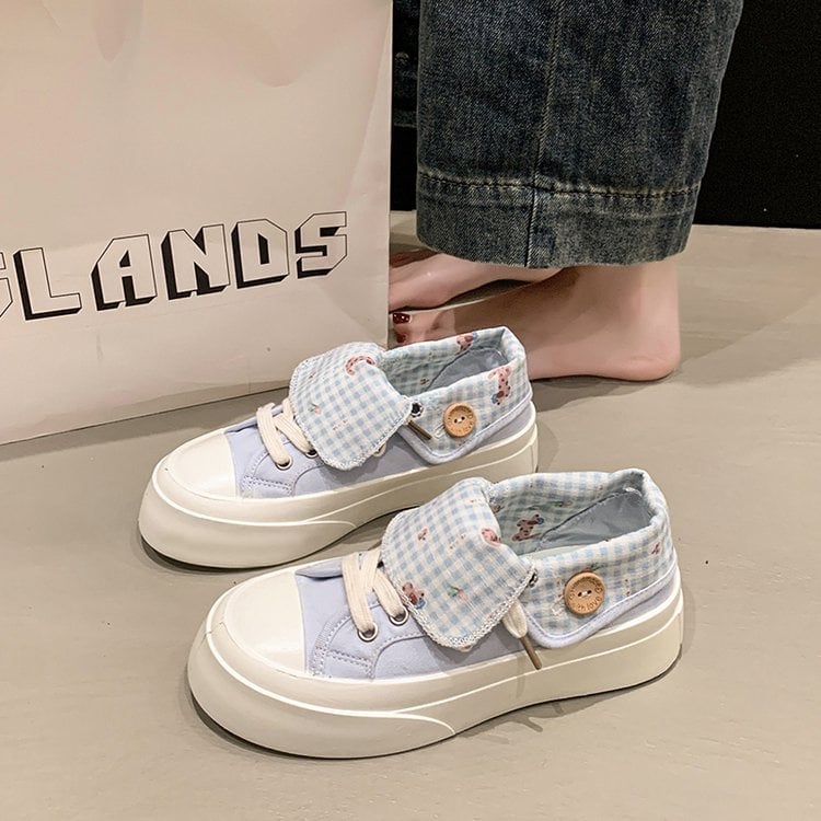 Sieviešu kanvas kurpes vasarai 2025 ar bieza zole, elpojošas, korejiešu stils