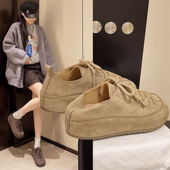 Γυναικεία Παπούτσια Προπόνησης Με Αύξηση Ύψους – Σουέντ Άνω Μέρος, Χαμηλό Τακούνι Γάτας, PU Πάτος, Καουτσούκ Σόλα, Με Κορδόνια