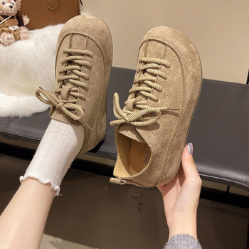 Γυναικεία Παπούτσια Προπόνησης Με Αύξηση Ύψους – Σουέντ Άνω Μέρος, Χαμηλό Τακούνι Γάτας, PU Πάτος, Καουτσούκ Σόλα, Με Κορδόνια