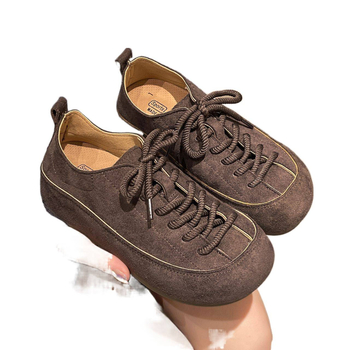 Γυναικεία Παπούτσια Προπόνησης Με Αύξηση Ύψους – Σουέντ Άνω Μέρος, Χαμηλό Τακούνι Γάτας, PU Πάτος, Καουτσούκ Σόλα, Με Κορδόνια