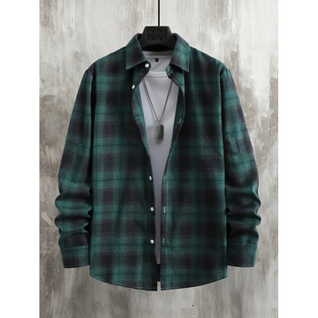 Πουκάμισο καρό, Slim Fit, Turn-down Collar, Μανίκια 3/4