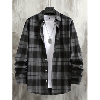 Πουκάμισο καρό, Slim Fit, Turn-down Collar, Μανίκια 3/4