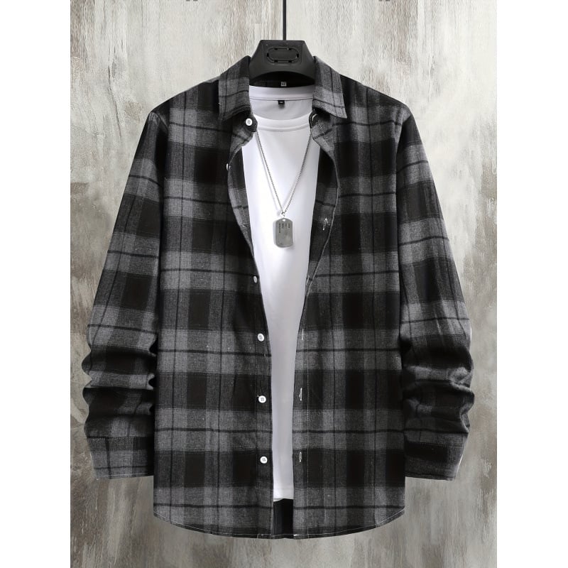 Πουκάμισο καρό, Slim Fit, Turn-down Collar, Μανίκια 3/4