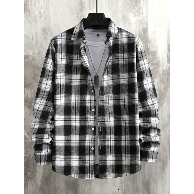 Πουκάμισο καρό, Slim Fit, Turn-down Collar, Μανίκια 3/4